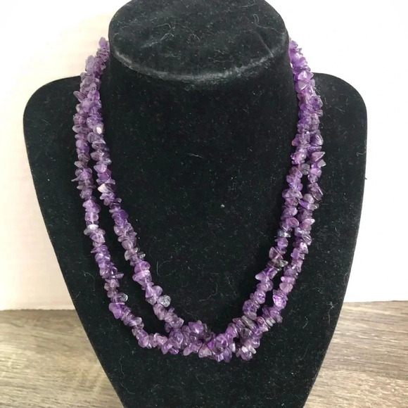 Vintage 17” Amethyst Chip  Necklace - Picture 2 of 7